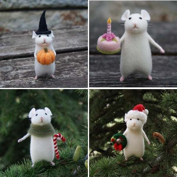 LAST DAY -50% OFFHandmade Halloween Mouse With A Pumpkin