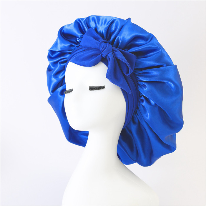 Bow-Knot Satin Anti-Drop Sleep Cap