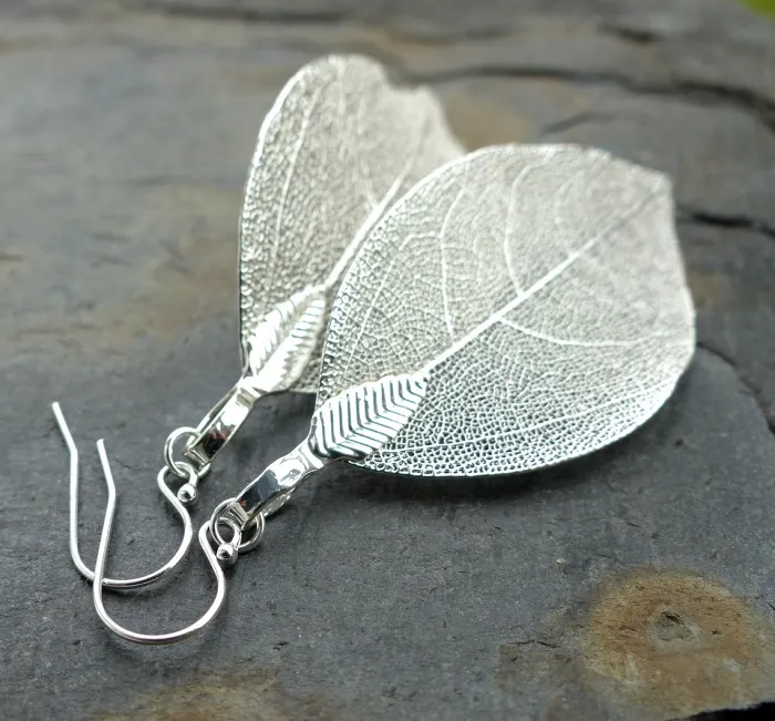 Boho style Real Leaf Earrings & Necklace