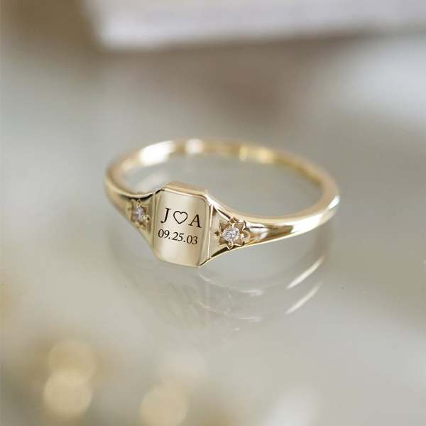 FOR LOVE -  INITIAL DATE CUSTOM RING