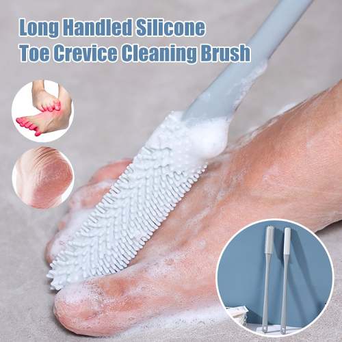 (2PCS/ SET) Long Handled Silicone Toe Crevice Cleaning Brush & Exfoliating Brush