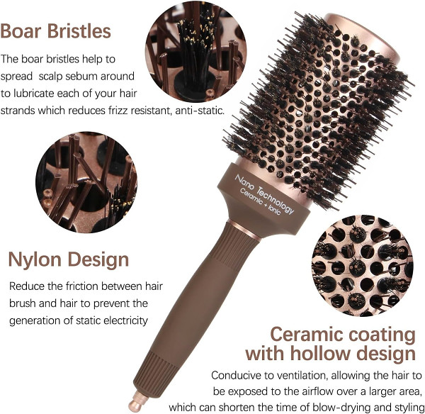 Boar Bristles Round Hair Brush