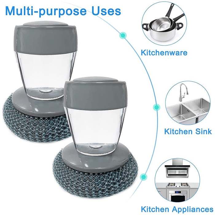 2.0 Soap Dispensing Palm Brush Storage Set【Be Applicable Kitchen/Bathroom/Car cleaning, etc.】