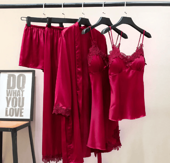 Blushy Silk 5 Piece Pajama Set(Buy 2 Free Shipping)
