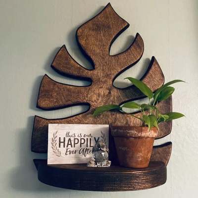 Wooden Monstera Wall Shelf BUY 2 SAVE $15