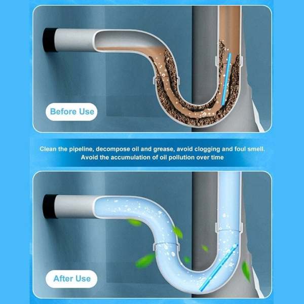 12/set Pipe Cleaning Sticks Oil Decontamination Kitchen Toilet Bathtub Drain Cleaneer.