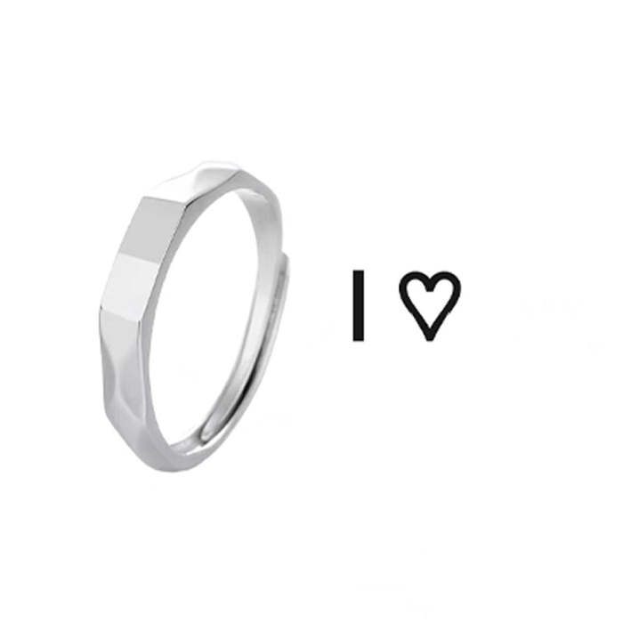 Couple Adjustable Light Sculpted Ring