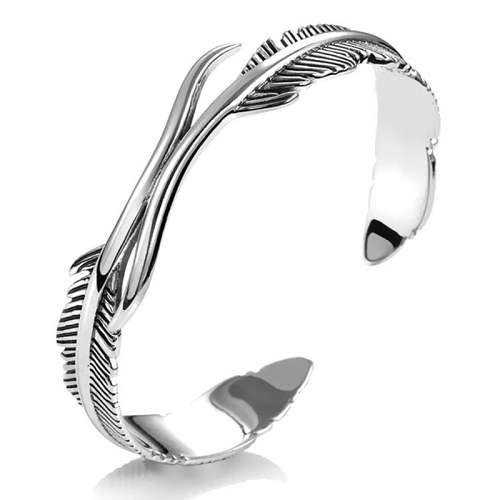 Tibetan Silver Feather Cuff Bracelet
