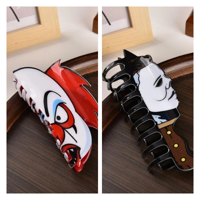 Scary Movie Themed Ghostly Faces Hair Clips