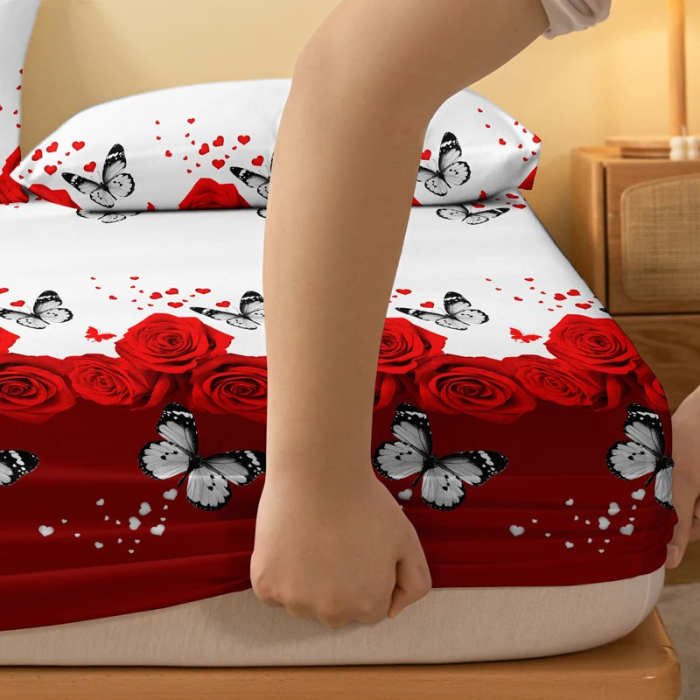 Rose Butterfly Patterned Bedsheet