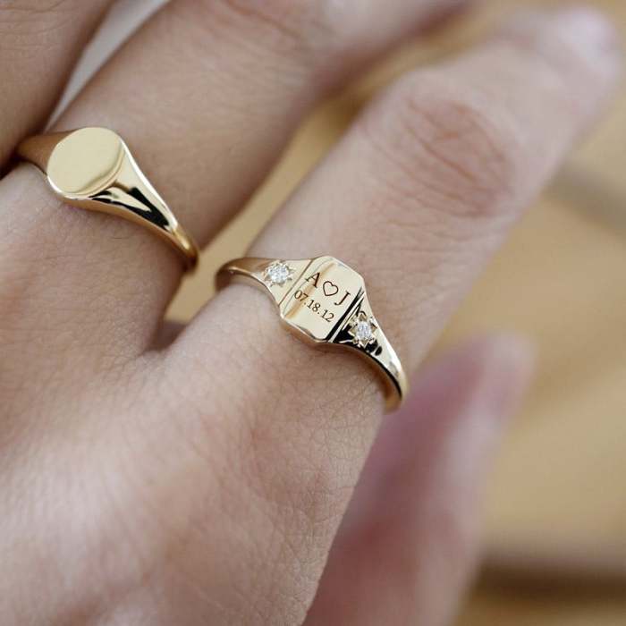 FOR LOVE -  INITIAL DATE CUSTOM RING