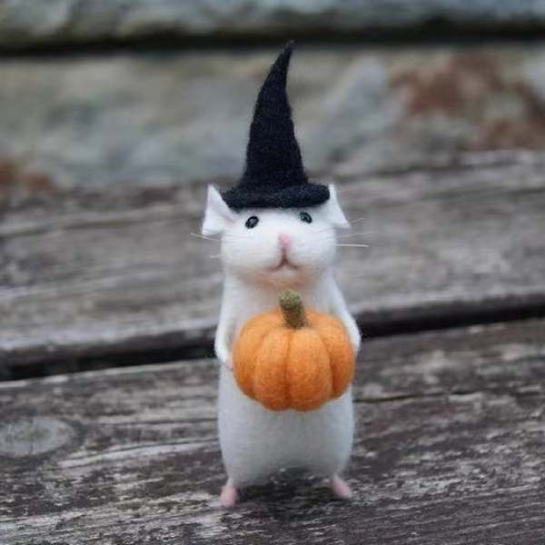LAST DAY -50% OFFHandmade Halloween Mouse With A Pumpkin