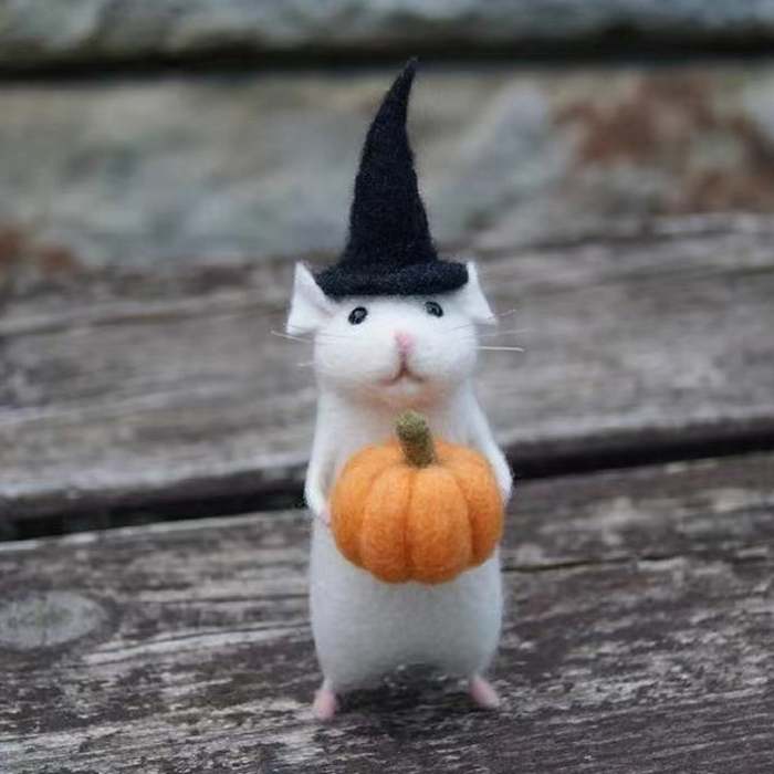 LAST DAY -50% OFFHandmade Halloween Mouse With A Pumpkin