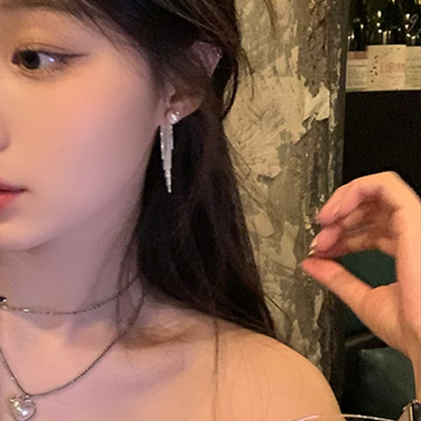 Pearl with Long Tassel Earrings