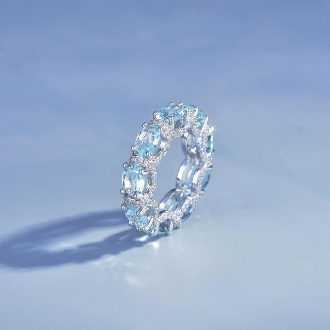 Handcrafted Sparkling Aquamarine Ring and Bracelet