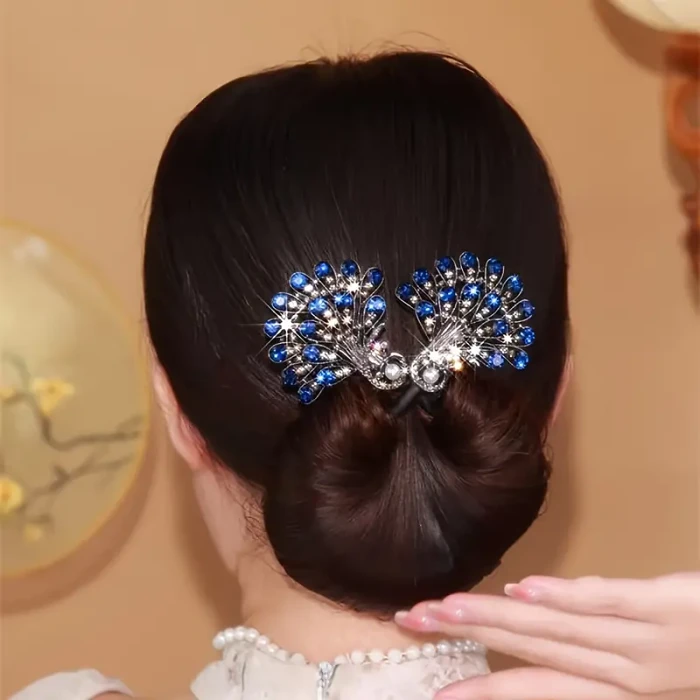Elegant Peacock Design Hair Bun