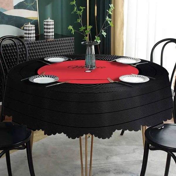 60 Vinyl Record Round Tablecloth