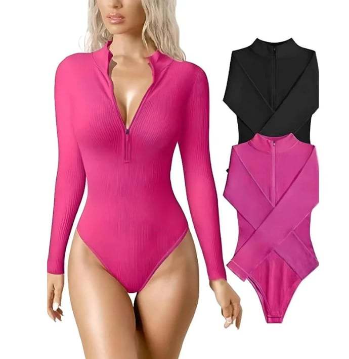 Zip-Up Bodysuit-Buy more save more