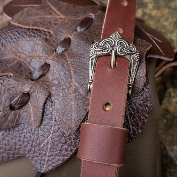 Handmade Elven Leaf Belt Bag Leather Pouch