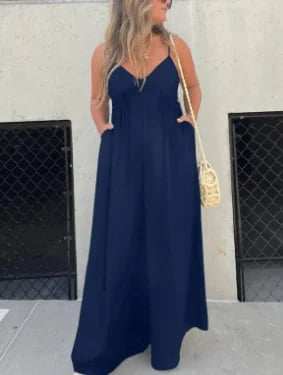 BIG SALE 49% OFFV-Neck Effortless Wide Leg Jumpsuit