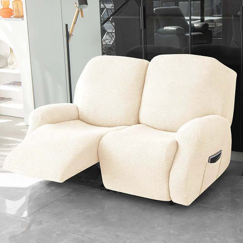 Textured Grid Loveseat Recliner Cover Double Recliner Couch Cover
