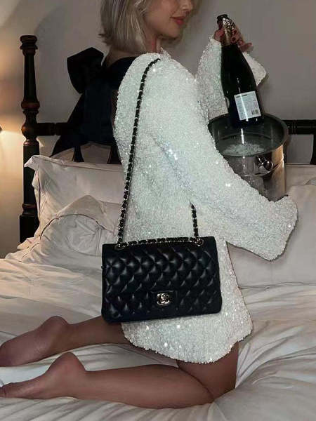 Christmas Sale 49% OFF-XMAS Sequined Tie Back Midi Dress In White