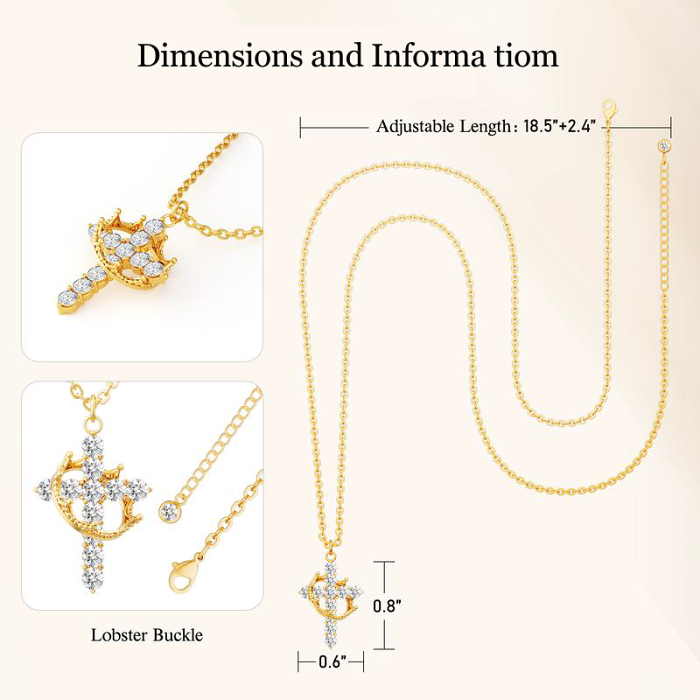 God Bless You Handmade Crown Cross Necklace - Women's Gift