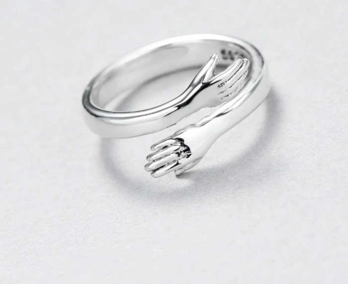 Vintage Solid Silver Arm Hug Open Rings