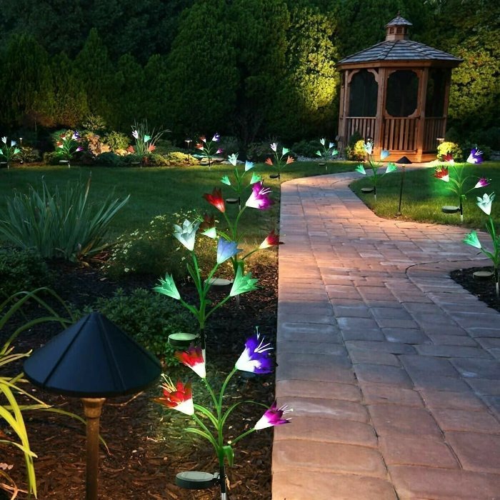 Artificial Lily Solar Garden Stake Lights