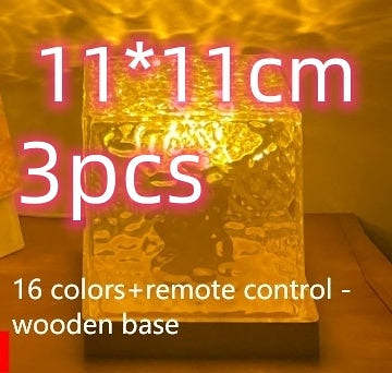 LED Water Ripple Ambient Night Light USB Rotating Projection Crystal Table Lamp RGB Dimmable Home Decoration 16 Color Gifts