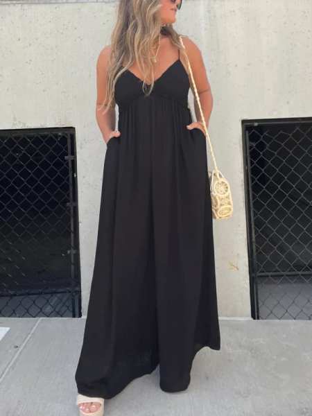 BIG SALE 49% OFFV-Neck Effortless Wide Leg Jumpsuit