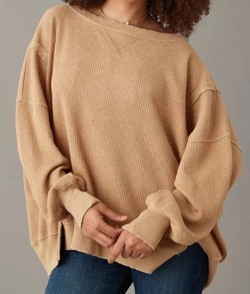 Oversized Big Hug Waffle Sweatshirt （Buy 2 Free Shipping）