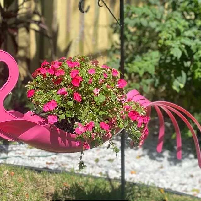 Handmade Bright Colorful Bird Hanging Planter Yard Decor