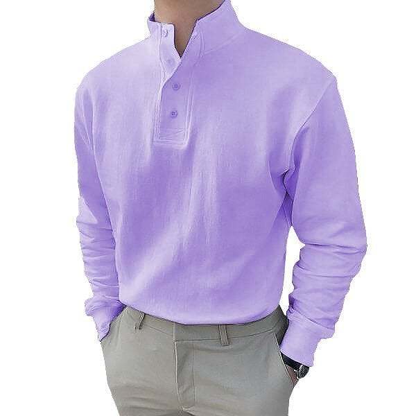 BLOWOUT SALE - 49% OFFGentleman's Simple Basic Stand-up Collar Long-sleeved Polo ShirtBuy 2 Get Free Shipping