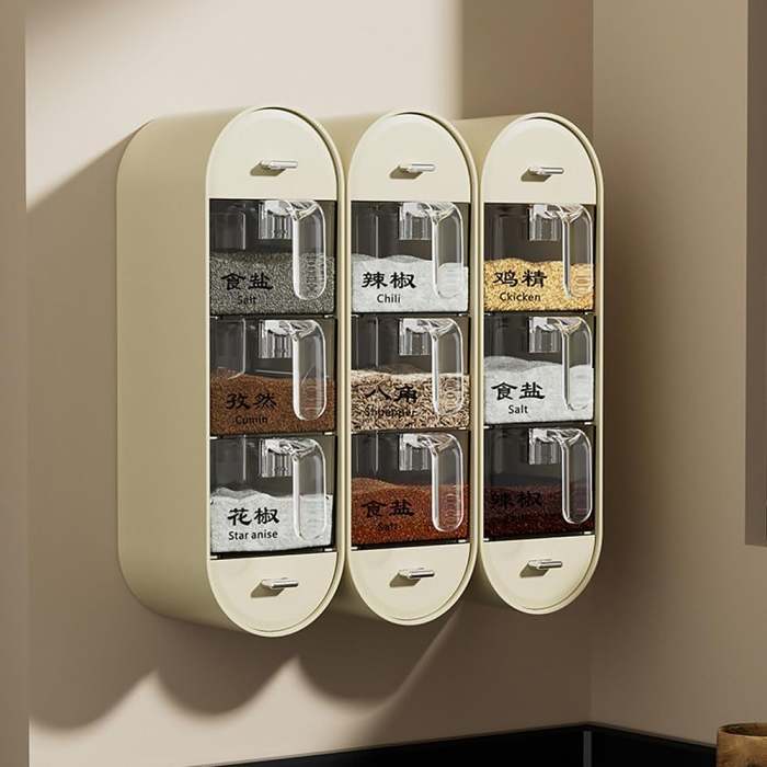Household Condiment Box No drilling Hangable Condiment Dispenser,for Home Kitchen
