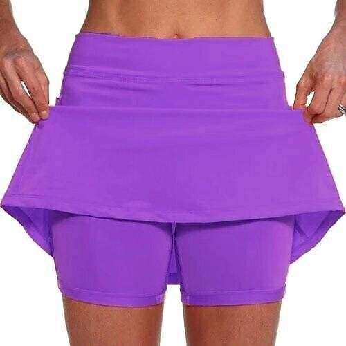 Women's Solid Color Mid-waist Athletic Bottoms With Side Pocket 2 In 1 Liner Breathable Quick Dry Plus Size