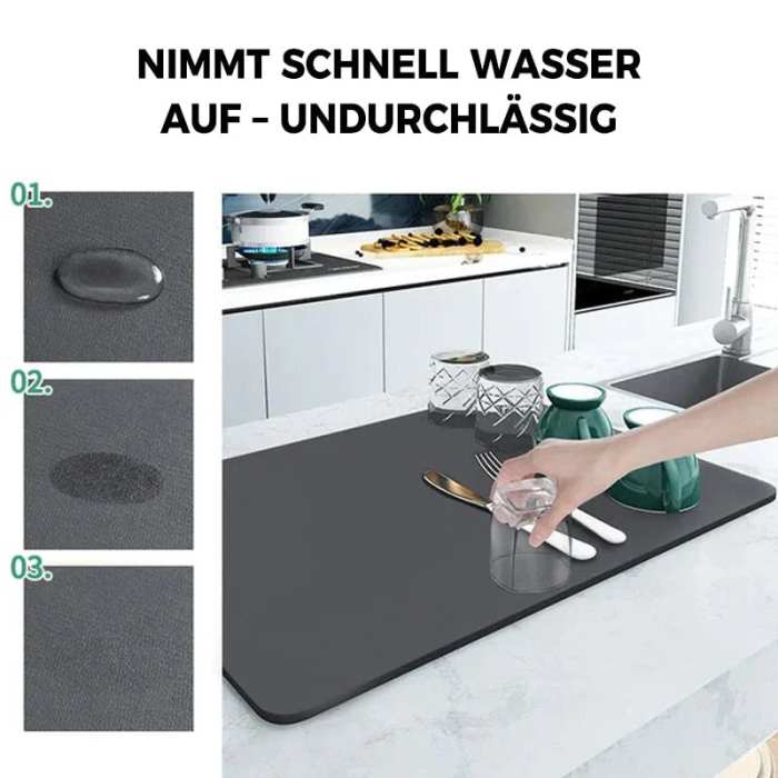 Super absorbent kitchen drying mat