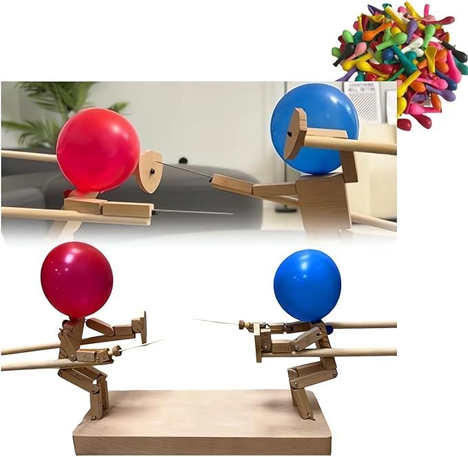 HANDMADE WOODEN FENCING PUPPETS