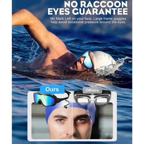 Swim Goggles with Ear Plugs UV Protection No Leaking Anti Fog Lens Swimming Glasses