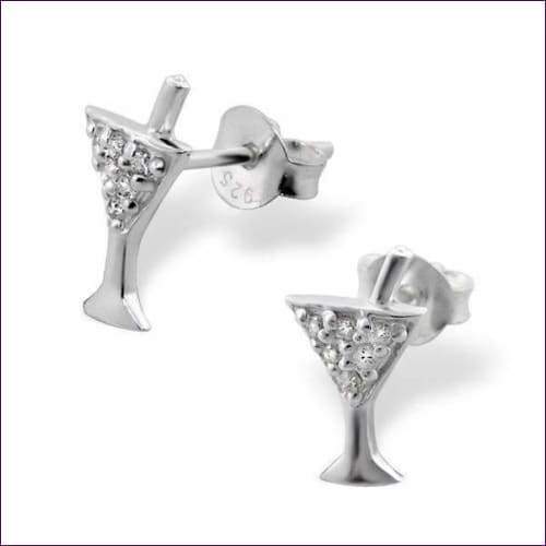 Cocktail Glass Silver 925 Earrings