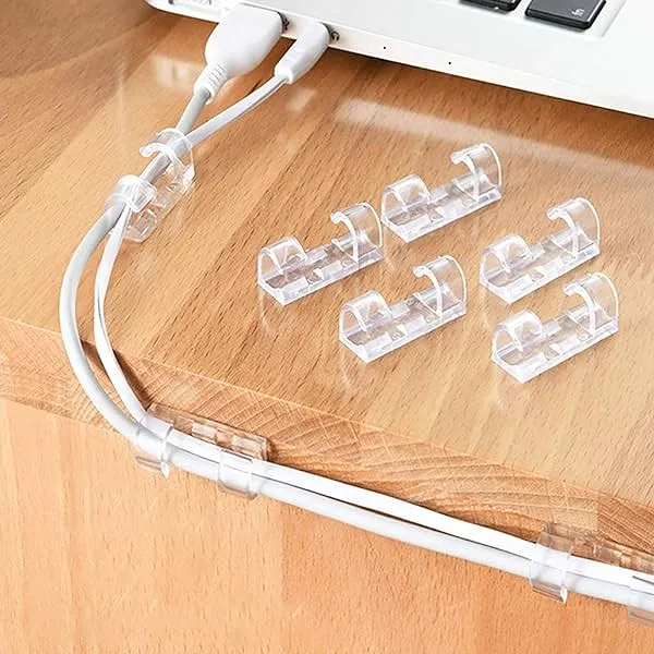 【20 pcs / 16 pcs】Self Adhesive Transparent Cable Clips Wire Holder Sticky Heavy Duty Cable Clips