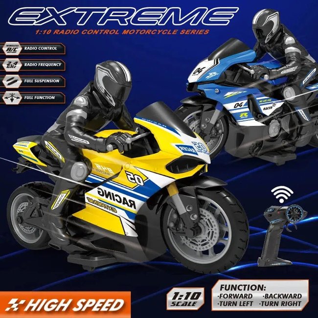 2.4GHz Stunt RC Motorbike - 1:10 Scale High-Speed Drift Racer with 30-Min Drive【 FREE SHIPPING】