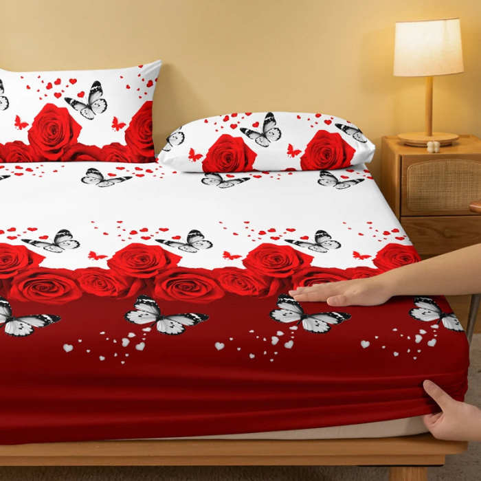 Rose Butterfly Patterned Bedsheet