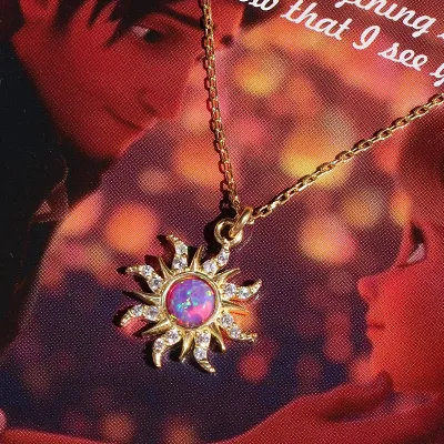 Handmade Opal Necklace with Sunstone & Zircon Stars