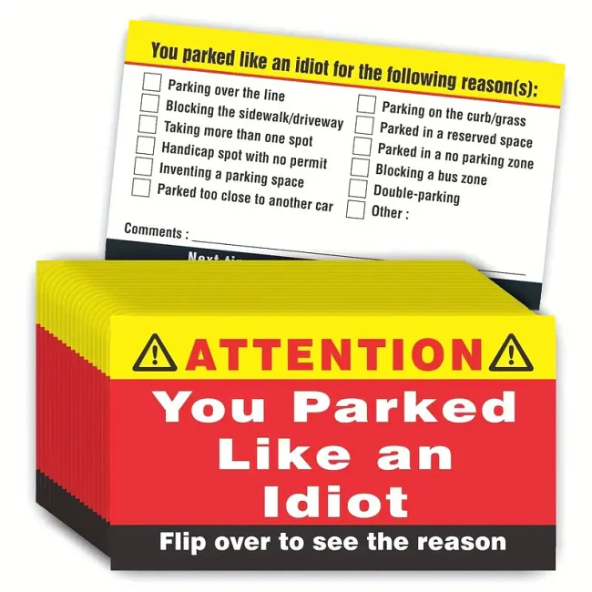 Pack of 50 - PRIVATE PARKING VIOLATION WARNING CARDS