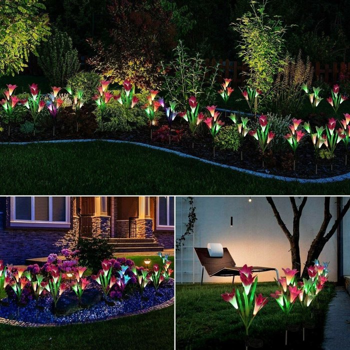 Artificial Lily Solar Garden Stake Lights