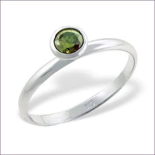 Green Silver Ball Ring