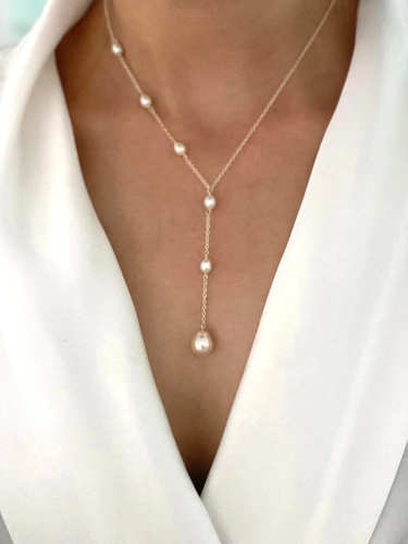 S925 Sterling Silver Natural Freshwater Pearl Pendant Necklace