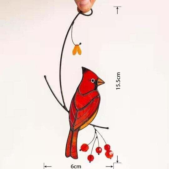 Spring promotion-Pair of Cardinal bird stained ornament