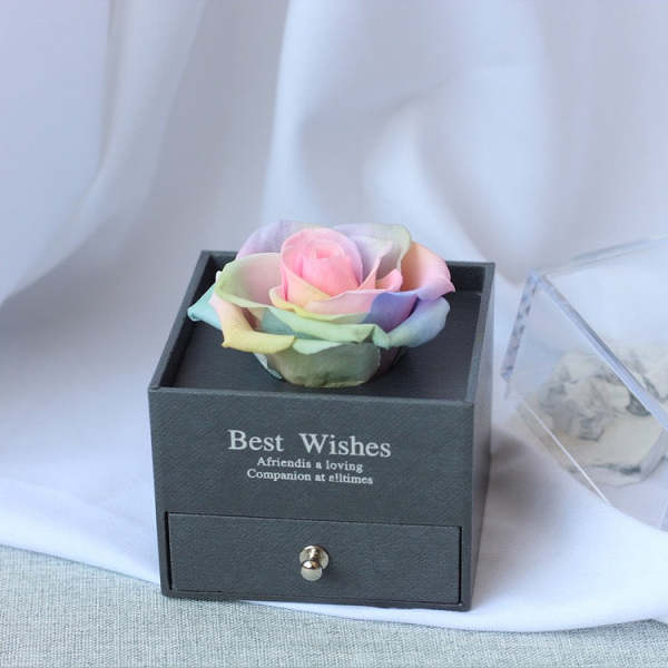 Eternally Preserved Rotating Rose Jewelry Box
